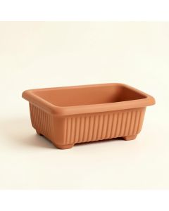 Lake Crossing Empty Railing Planter With Integral Brackets - Terracotta (synthetic illustration; no displayed measurements)