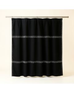 Reed Edge Shower Curtain Hanging Flat From A Plain Rod - Black (synthetic illustration; no displayed measurements)