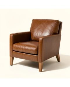 33 '' Wide Top Grain Leather Armchair (synthetic illustration; no displayed measurements)