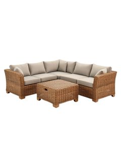 Agaran 5 Piece Rattan Sectional Seating Group With Cushions