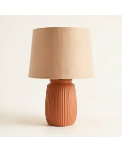 Fern Bridge Table Lamp With A Plain Fabric Shade - Terracotta (synthetic illustration; no displayed measurements)