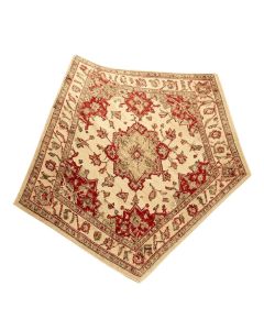 Talamantez Oriental Machine Made Power Loom Wool/Polyester Beige/Red/Brown Area Rug