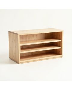 Heath Arc Low Bookcase - Beige (synthetic illustration; no displayed measurements)
