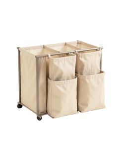 Olive Crossing Laundry Sorting Station With Plain Removable Bags - Beige