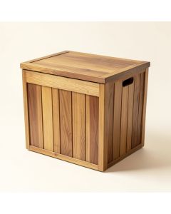 Storage Hamper Standard Solid Teak Deck Box (synthetic illustration; no displayed measurements)