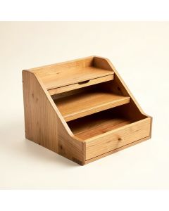Industrious Desktop Wood Letter Tray With 3 Trays And Drawer (synthetic illustration; no displayed measurements)