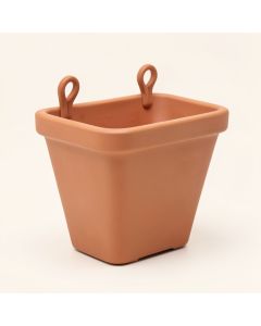 Dawn Canyon Empty Railing Planter With Integral Brackets - Terracotta (synthetic illustration; no displayed measurements)