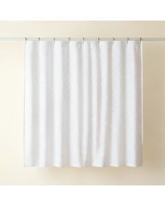 Willow Arc Shower Curtain Hanging Flat From A Plain Rod - White (synthetic illustration; no displayed measurements)