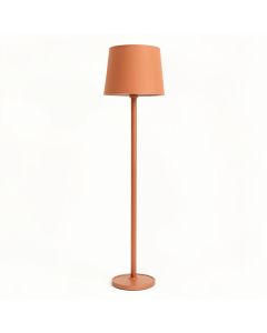 Maple Bridge Floor Lamp With A Plain Fabric Shade - Terracotta (synthetic illustration; no displayed measurements)