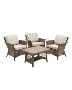 4 Pcs Outdoor Patio Furniture Set Table Chair Sofa Cushioned Seat Garden