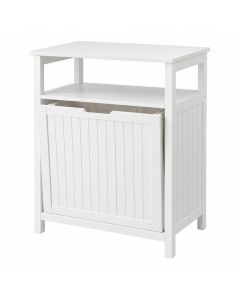 Lake Bend Freestanding Pull-Out Hamper Cabinet - White
