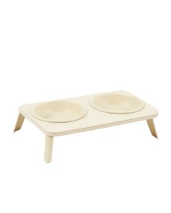 Maple Bluff Pet Feeding Stand With Two Plain Empty Bowls - Ivory (synthetic illustration; no displayed measurements)