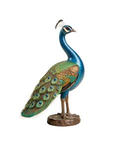 Pratt Metal Standing Peacock Statue
