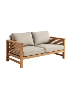 Montford Teak Patio Sofa With Cushions (synthetic illustration; no displayed measurements)
