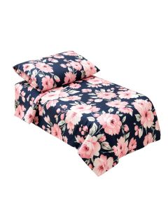 Navy Blue And Pink Watercolor Floral 5 Piece Crib Bedding Set