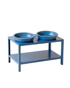 Flint Dell Pet Feeding Stand With Two Plain Empty Bowls - Blue