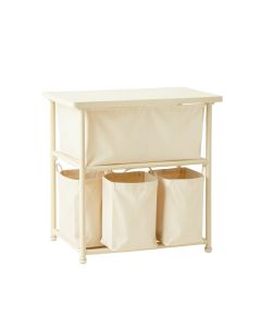 Laurel Bluff Laundry Sorting Station With Plain Removable Bags - Cream