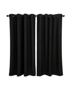 Top Textured Woven Solid Blackout Thermal Grommet Curtain Panels