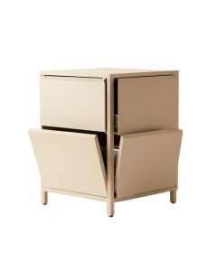 Stone Arc Freestanding Pull-Out Hamper Cabinet - Beige