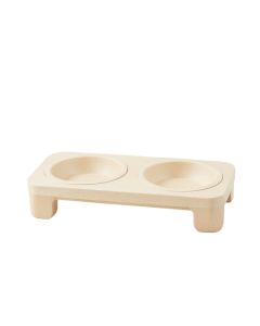 Slate Branch Pet Feeding Stand With Two Plain Empty Bowls - Ivory