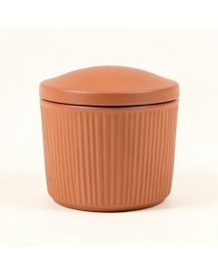 Moss Crest Storage Canister With Lid - Terracotta (synthetic illustration; no displayed measurements)