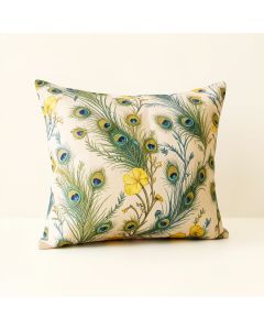 Polla Peacock Cotton Floral Lumbar Pillow (synthetic illustration; no displayed measurements)