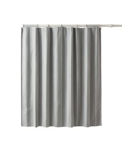 Cliff Crossing Shower Curtain Hanging Flat From A Plain Rod - Gray