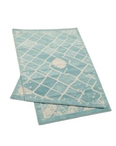 Angelou Geometric Aqua Blue Indoor / Outdoor Area Rug (synthetic illustration; no displayed measurements)