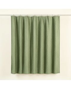 Cedar Bend Shower Curtain Hanging Flat From A Plain Rod - Green (synthetic illustration; no displayed measurements)