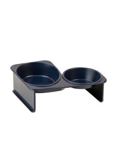 Juniper Canyon Pet Feeding Stand With Two Plain Empty Bowls - Navy (synthetic illustration; no displayed measurements)