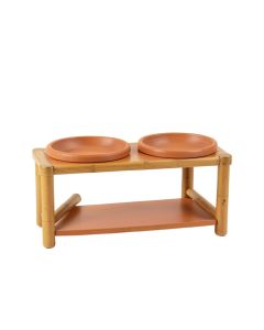 Hill Field Pet Feeding Stand With Two Plain Empty Bowls - Terracotta
