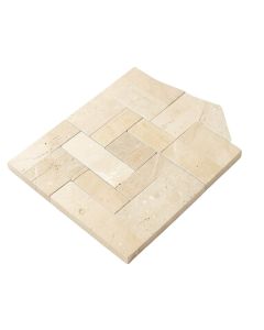 Oriental Sculpture Herringbone 1 '' X 3 '' Marble Mosaic Tile In Beige (synthetic illustration; no displayed measurements)