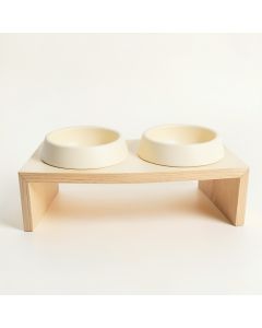 Shore Bridge Pet Feeding Stand With Two Plain Empty Bowls - Cream (synthetic illustration; no displayed measurements)