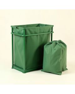 Dune Arc Laundry Sorting Station With Plain Removable Bags (synthetic illustration; no displayed measurements)