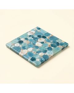 Rhapsody 2 '' X 2 '' Glass And Seashell Mosaic Tile In Ocean Blue And Sea Shell (synthetic illustration; no displayed measurements)