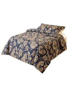 Navy Reversible Paisley Cotton Comforter Set (synthetic illustration; no displayed measurements)