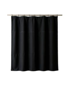 Slate Dell Shower Curtain Hanging Flat From A Plain Rod - Black