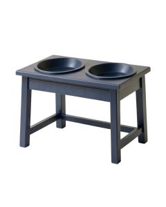 Brook Branch Pet Feeding Stand With Two Plain Empty Bowls - Navy