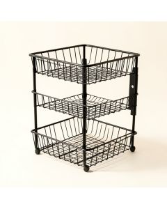 3-Tier Fruit Stand & Wall Mount Kitchen Storage Foldable Metal/Wire Basket (synthetic illustration; no displayed measurements)