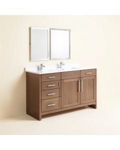 Phoebe Chrome Handles Drilling Floor Mount 62 '' Double Bathroom Vanity Set (synthetic illustration; no displayed measurements)