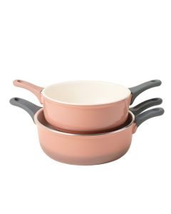 Ayesha Home Collection Porcelain Enamel Nonstick Skillet Twin Pack With Silicone Handle Sleeves