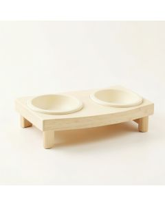 Dune Dell Pet Feeding Stand With Two Plain Empty Bowls - Cream (synthetic illustration; no displayed measurements)