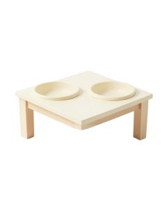 Summit Branch Pet Feeding Stand With Two Plain Empty Bowls - Cream