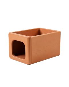 Clay Edge Empty Furniture-Style Litter Enclosure - Terracotta (synthetic illustration; no displayed measurements)