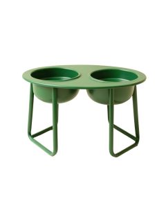 Rowan Edge Pet Feeding Stand With Two Plain Empty Bowls - Green