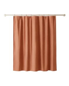 Linden Branch Shower Curtain Hanging Flat From A Plain Rod - Terracotta (synthetic illustration; no displayed measurements)