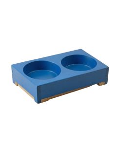 Spruce Arc Pet Feeding Stand With Two Plain Empty Bowls - Blue