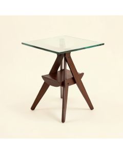 Schroeders Glass Top 3 Legs End Table With Storage (synthetic illustration; no displayed measurements)