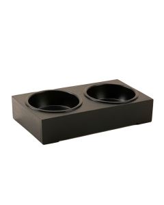 Slate Canyon Pet Feeding Stand With Two Plain Empty Bowls - Black