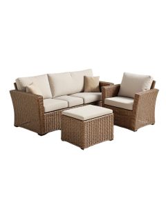 Ayala 3 Piece Rattan Seating Group With Cushions